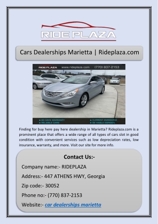 Cars Dealerships Marietta | Rideplaza.com