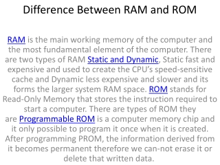 Difference Between RAM and ROM