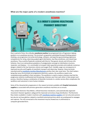 What are the major parts of a modern anesthesia machine?