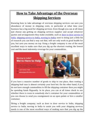 How to Take Advantage of the Overseas Shipping Services
