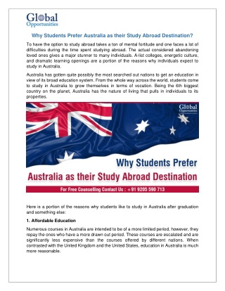 Why Students Prefer Australia as their Study Abroad Destination?