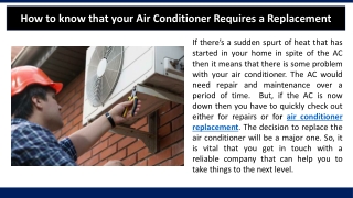 How to know that your Air Conditioner Requires a Replacement