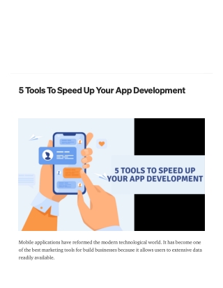 5 Tools to Speed Up Your App Development