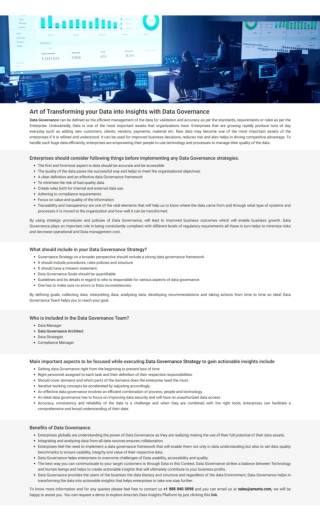 Art of Transforming your Data into Insights with Data Governance