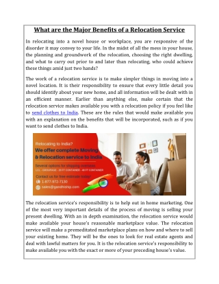 What are the Major Benefits of a Relocation Service