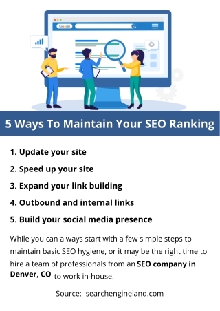5 Ways To Maintain Your SEO Ranking