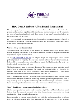 How Does A Website Affect Brand Reputation?