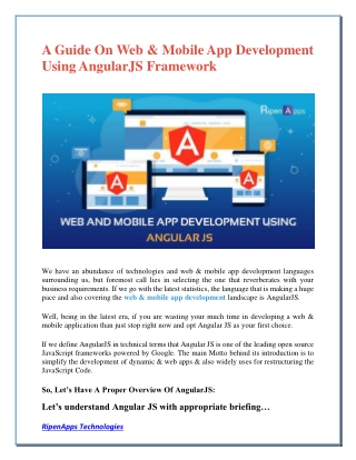 A Guide On Web & Mobile App Development Using AngularJS Framework