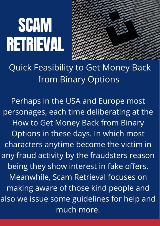 Quick Feasibility to Get Money Back from Binary Options