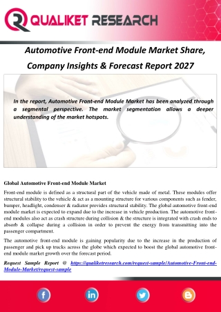 Automotive Front-end Module Market Share,  Company Insights & Forecast Report 2027