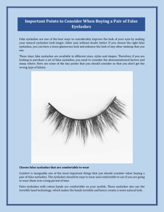 Important Points to Consider When Buying a Pair of False Eyelashes