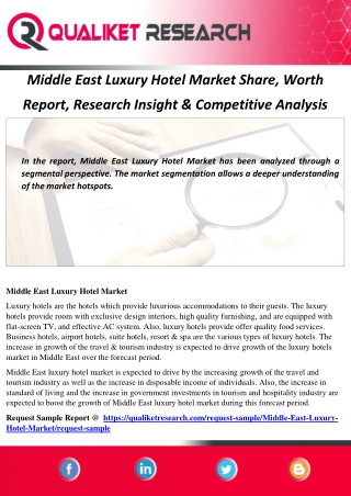 Middle East Luxury Hotel Market Share, Worth Report, Research Insight & Competitive Analysis