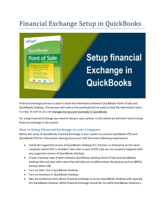 Financial Exchange Setup in QuickBooks