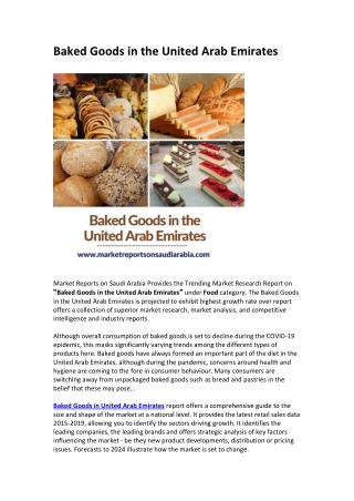 United Arab Emirates Baked Goods Market Opportunity and Forecast 2025