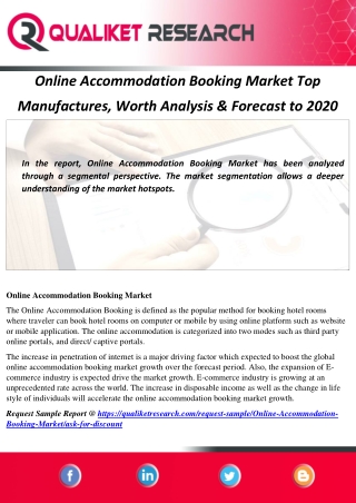 Online Accommodation Booking Market Top Manufactures, Worth Analysis & Forecast to 2020