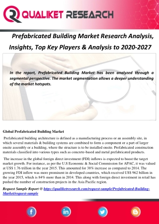 Prefabricated Building Market Research Analysis,  Insights, Top Key Players & Analysis to 2020-2027