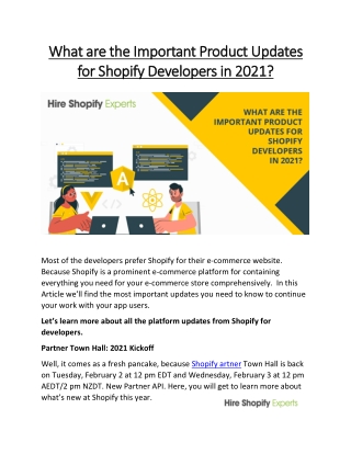 What are the Important Product Updates for Shopify Developers in 2021?