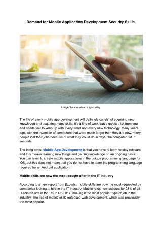 Demand for mobile application development security skills