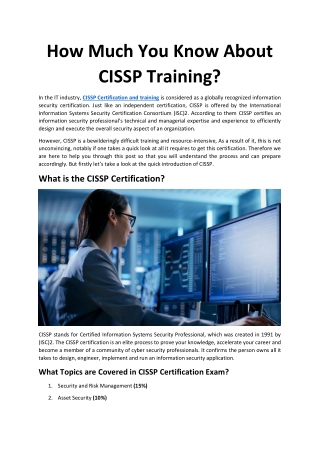 How Much You Know About CISSP Training