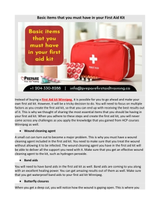 Basic items that you must have in your first aid kit