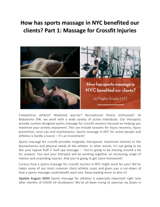 How has sports massage in NYC benefited our clients?