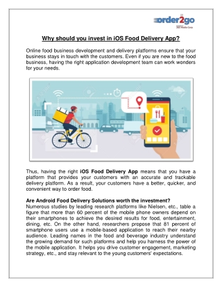 Why should you invest in iOS Food Delivery App?