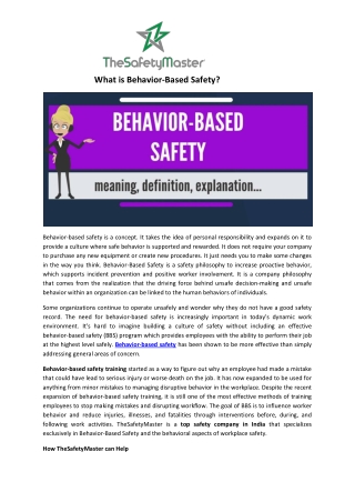 What is Behavior-Based Safety?