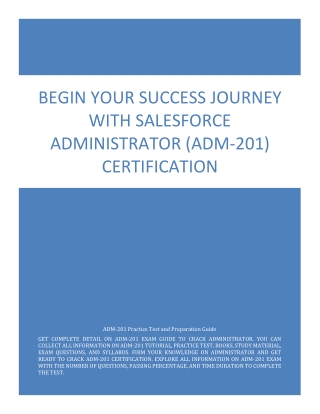 Begin your Success Journey with Salesforce Administrator (ADM-201) Certification