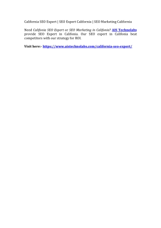 California SEO Expert | SEO Expert California | SEO Marketing California