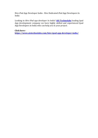 Hire iPad App Developer India - Hire Dedicated iPad App Developers In India