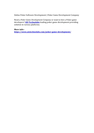 Online Poker Software Development | Poker Game Development Company