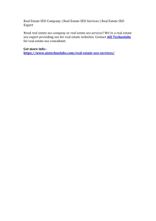 Real Estate SEO Company | Real Estate SEO Services | Real Estate SEO Expert