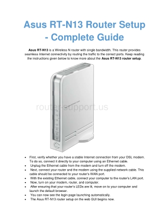 Simple Steps: Asus RT-N13 Router Setup | Web Based Setup