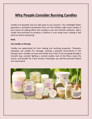 Why People Consider Burning Candles?