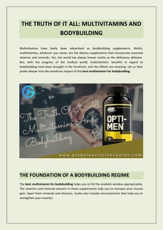THE TRUTH OF IT ALL: MULTIVITAMINS AND BODYBUILDING