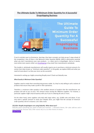 The Ultimate Guide To Minimum Order Quantity For A Successful Dropshipping Business