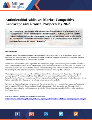 Antimicrobial Additives Market Competitive Landscape and Growth Prospects By 2025