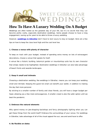 How To Have A Luxury Wedding On A Budget