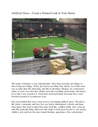 Artificial Grass - Create a Natural Look in Your House