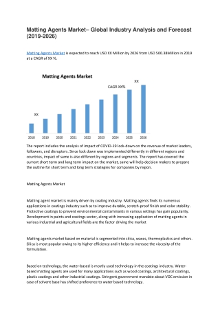 Matting Agents Market– Global Industry Analysis and Forecast (2019-2026)