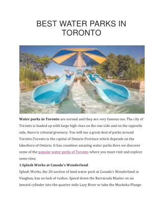 BEST WATER PARKS IN TORONTO