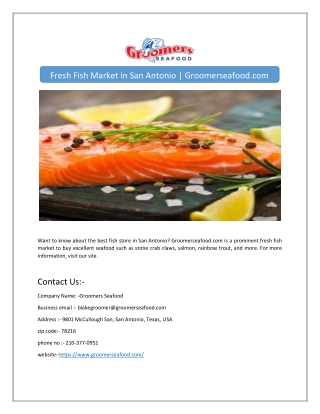 Fresh Fish Market in San Antonio | Groomerseafood.com