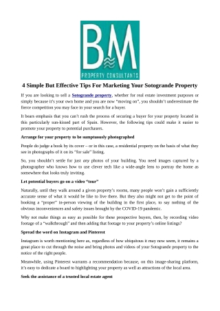 4 Simple But Effective Tips For Marketing Your Sotogrande Property
