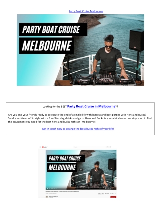 Party Boat Cruise in Melbourne