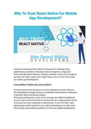 Why To Trust React Native For Mobile App Development?