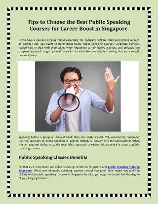 Some Ways to Choose the Best Public Speaking Courses for Career Boost in Singapore