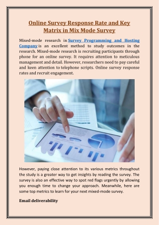 Online Survey Response Rate and Key Matrix in Mix Mode Survey