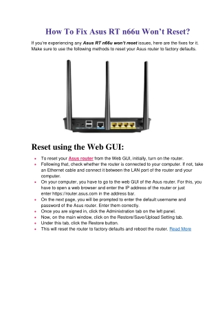 How To Fix Asus RT n66u Won’t Reset?  | Quick Steps