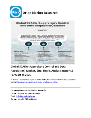Global SCADA (Supervisory Control and Data Acquisition) Market Growth, Size, Share, Industry Report and Forecast 2019-20