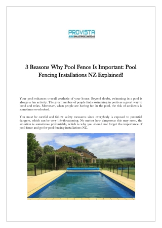 3 Reasons Why Pool Fence Is Important: Pool Fencing Installations NZ Explained!